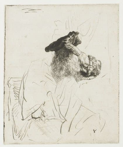 Old man shading his eyes with his hand by Rembrandt van Rijn