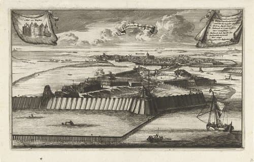 Gezicht op Muiderslot en stad Muiden
