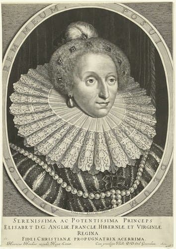Portret van Elizabeth I Tudor, koningin van Engeland op 48-jarige leeftijd in ovaal by Willem Jacobsz Delff