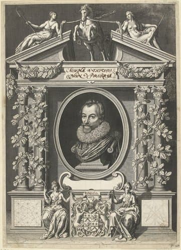 Portret van Gerard Thibault in architecturale omlijsting by Willem Jacobsz Delff