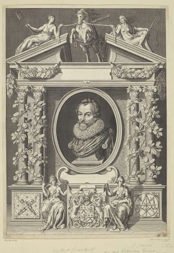 Portret van Gerard Thibault in architecturale omlijsting by Willem Jacobsz Delff