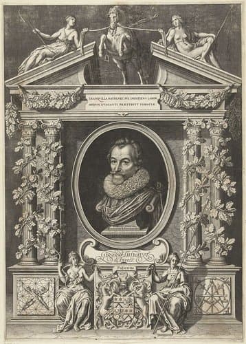 Portret van Gerard Thibault in architecturale omlijsting by Willem Jacobsz Delff