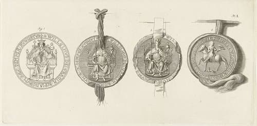 Penning en drie zegels met Willem II by Abraham Delfos
