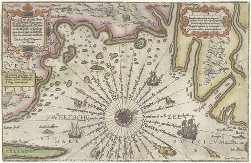 Kaart van de kust van Zweden tussen Kalmar en Stockholm