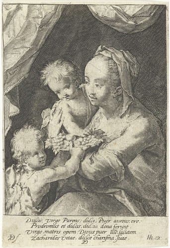 Maria met Christus en Johannes de Doper als kind by Zacharias Dolendo