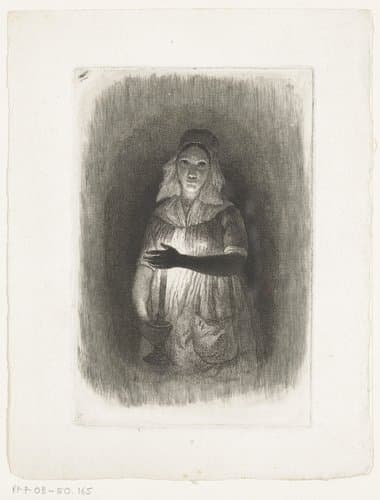 Dienstmeisje met brandende kaars by Pierre Louis Dubourcq
