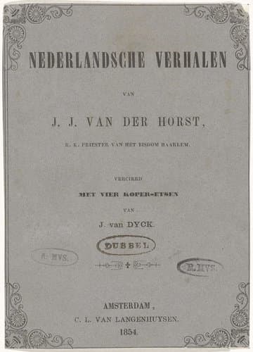 Titelpagina voor:  J.J. van der Horst, Nederlandsche verhalen, 1854 by C.L. van Langenhuysen