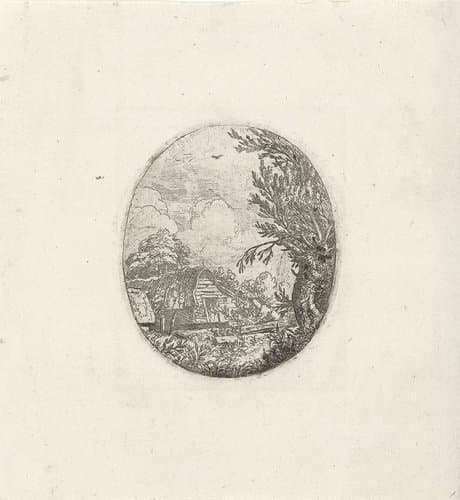 Landschap met boerderij by Allaert van Everdingen