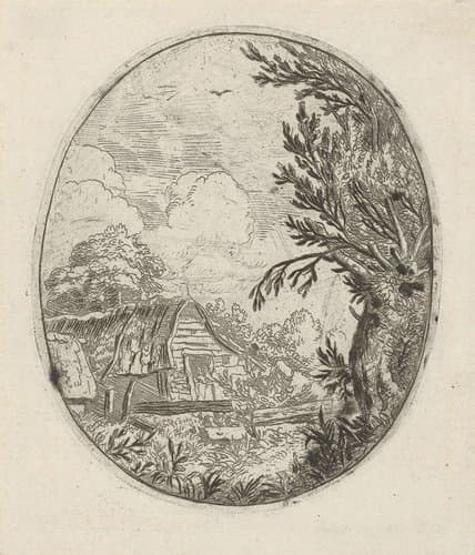 Landschap met boerderij by Allaert van Everdingen