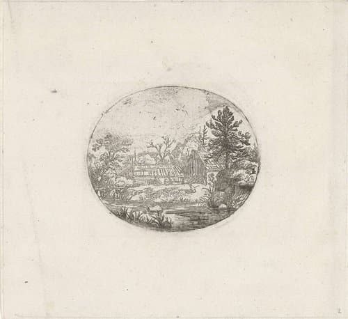 Gehucht aan de oever van een rivier by Allaert van Everdingen
