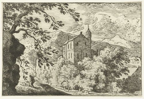 Gezicht op landhuis met torentje by Allaert van Everdingen