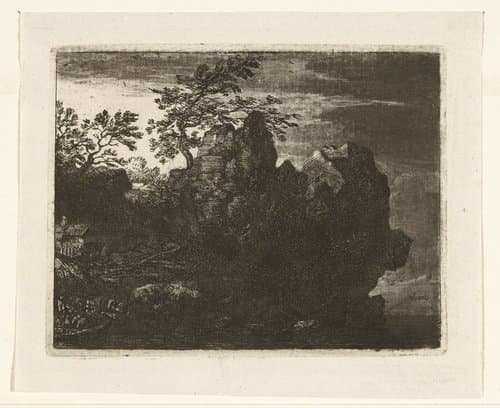 Grote rotspartij bij rivier by Allaert van Everdingen