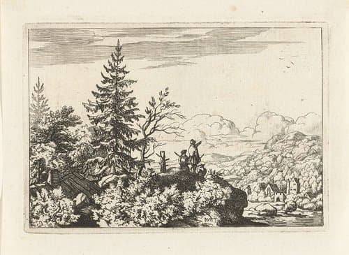 Twee mannen op een heuvel by Allaert van Everdingen