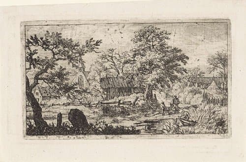 Landschap met roeiboot in het riet by Allaert van Everdingen
