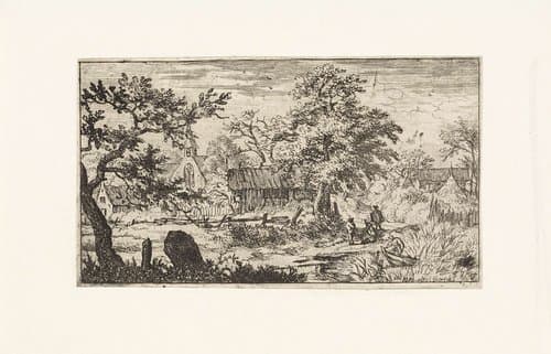 Landschap met roeiboot in het riet by Allaert van Everdingen