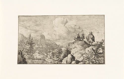 Landschap met tekenaars by Allaert van Everdingen