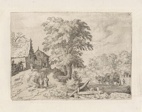 Landschap met koets by Allaert van Everdingen