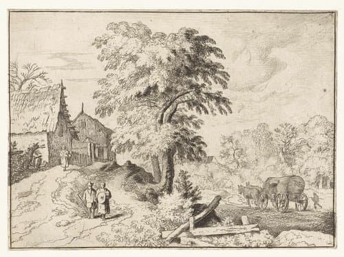 Landschap met koets by Allaert van Everdingen
