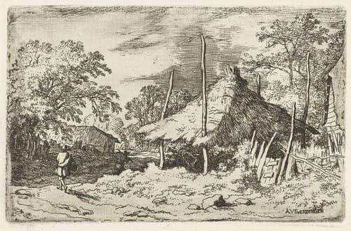 Wandelaar bij een hooiberg by Allaert van Everdingen
