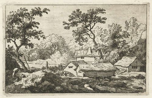 Landschap met watermolen by Allaert van Everdingen