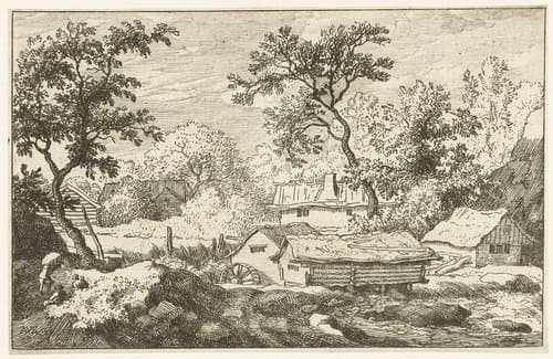 Landschap met watermolen by Allaert van Everdingen
