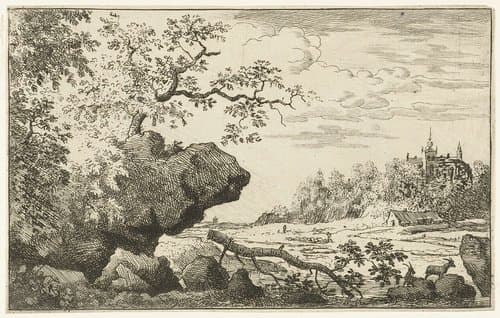 Landschap met afgevallen boomtak by Allaert van Everdingen