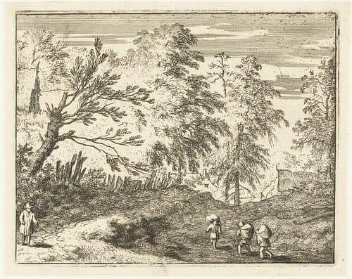 Landschap met drie kruiers by Allaert van Everdingen