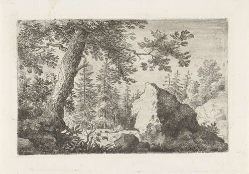 Grote kei in het woud by Allaert van Everdingen