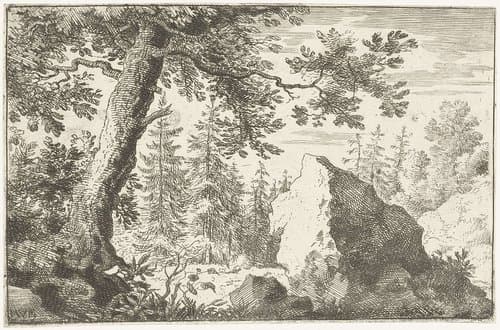 Grote kei in het woud by Allaert van Everdingen