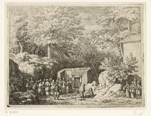 Gezicht op de bron van Sauvenière bij Spa by Allaert van Everdingen