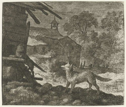 Reinaert de Vos misleidt Tibert de kat by Allaert van Everdingen