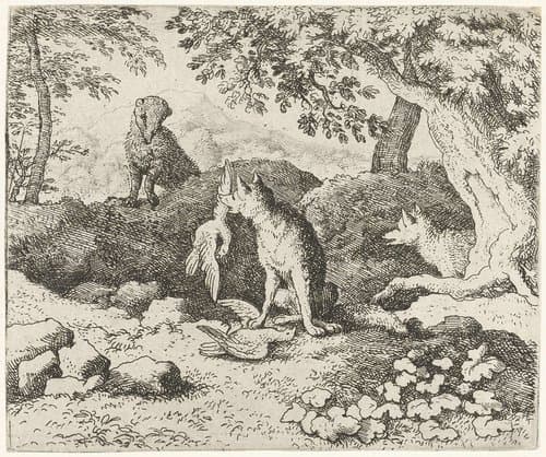 Grimbeert de das waarschuwt  Reinaert de vos by Allaert van Everdingen