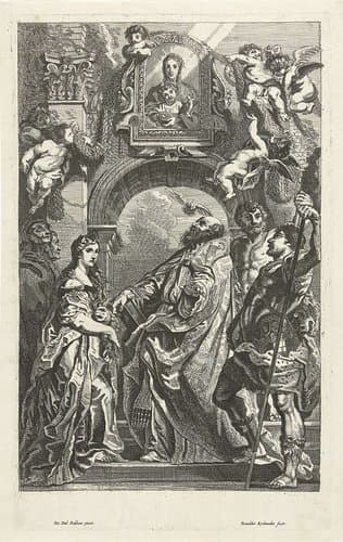 Heiligen onder een afbeelding van Santa Maria in Vallicella by Remoldus Eynhoudts
