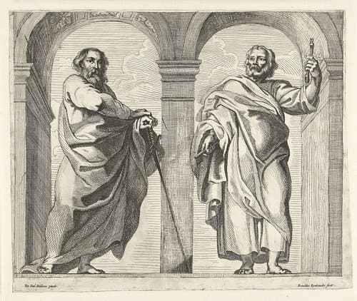 Petrus en Paulus in een vestibule by Remoldus Eynhoudts