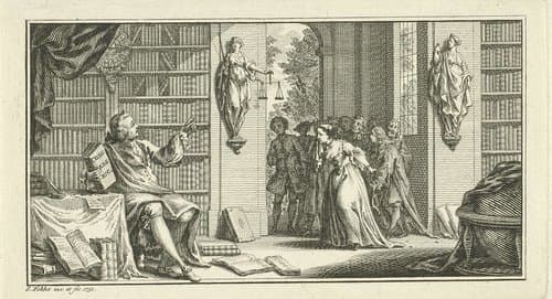 Man in bibliotheek by Simon Fokke