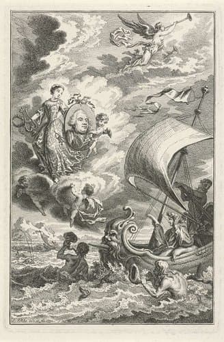 Allegorische voorstelling met portret van Willem V by Simon Fokke