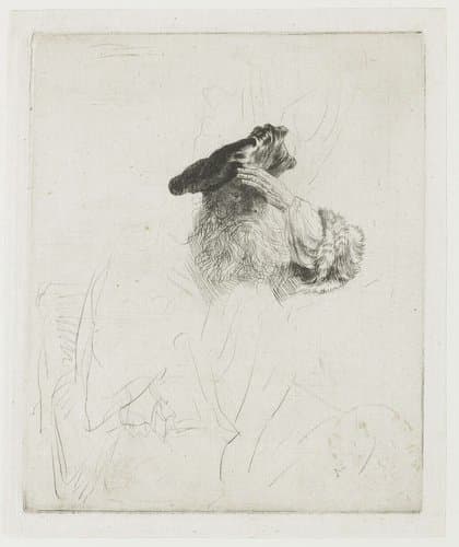 Old man shading his eyes with his hand by Rembrandt van Rijn