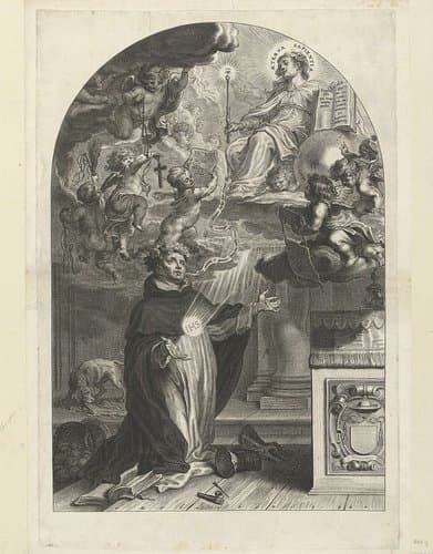 Geknielde dominicaan voor een altaar, waarschijnlijk Hendrik Seuse