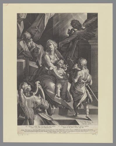 Heilige Familie met Johannes de Doper en twee engelen by Lucas Kilian