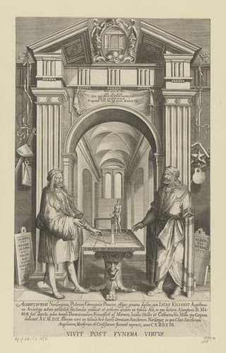 Dubbelportret van Albrecht Dürer in een eregalerij by Lucas Kilian