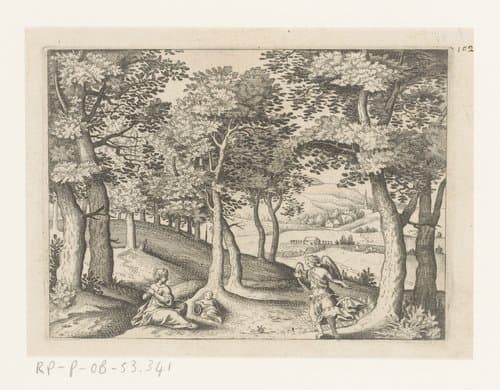 Hagar met Ismaël en de engel by anonymous; Matthäus Merian (I)