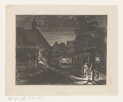 Dorp bij nacht by Matthäus Merian (I)