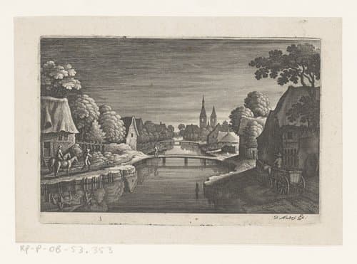 Dorp bij nacht by Matthäus Merian (I)