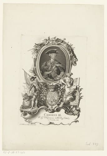 Portret van Karel III, koning van Spanje by Johann Esaias Nilson
