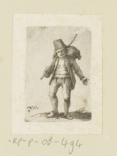 Man met knapzak by Johann Andreas Benjamin Nothnagel