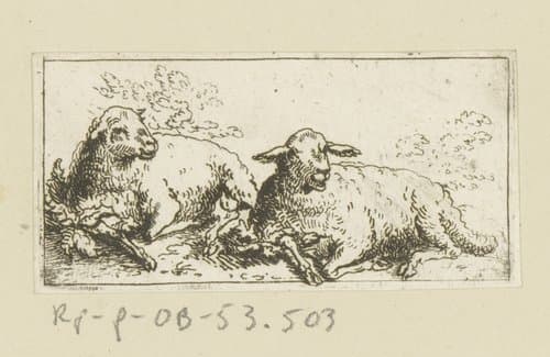 Twee lammeren by Johann Andreas Benjamin Nothnagel