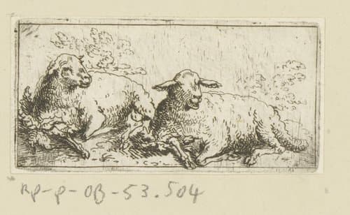 Twee lammeren by Johann Andreas Benjamin Nothnagel
