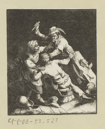 Twee vechtende mannen by Carl August Grossmann