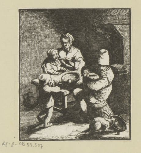 Gezin etend aan tafel by Carl August Grossmann