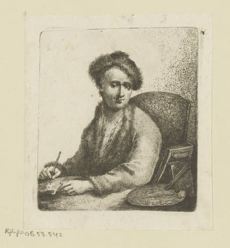 Portret van een onbekende kunstenaar by Johann Andreas Benjamin Nothnagel